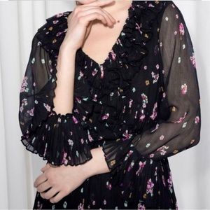& Other Stores Wrap Ruffle Floral Midi Dress